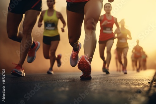 Closeup on the legs of people running