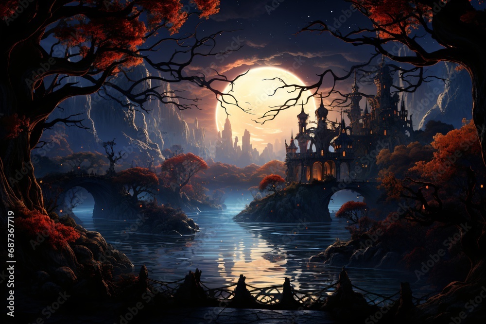 Dark and mysterious landscape place