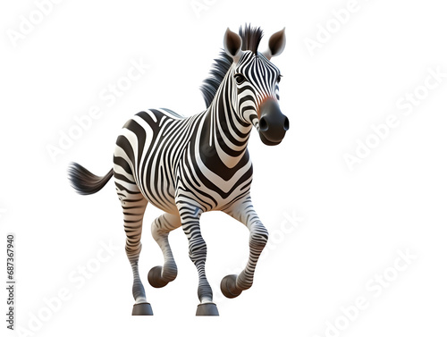 Zebra isolated on white  Zebra Cartoon character  Generative AI