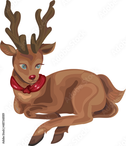 Christmas reindear cartoon illustration, Transparent background. photo