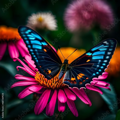 attractive butterfly on pink flower