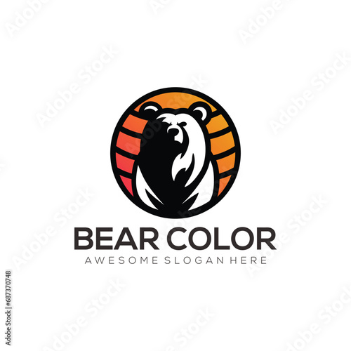 vector bear simple mascot logo design illustration