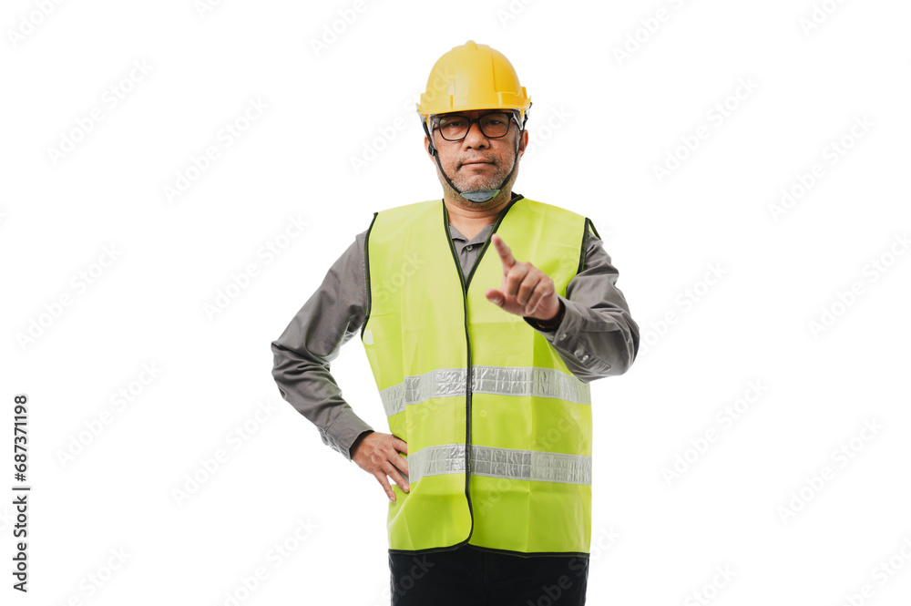 A confident engineer, his hardhat points decisively at a blueprint, his waistcoat-clad form exuding the quiet authority of a safety-focused professional. transparent background A confident engineer, his hardhat points decisively at a blueprint, his waistcoat-clad form exuding the quiet authority of a safety-focused professional. transparent background