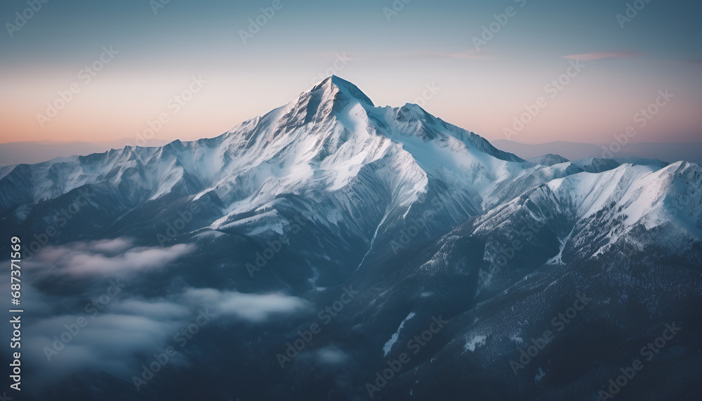 Epic Mountain Peak Covered with Snow Landscape Background