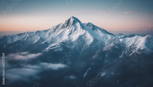 Epic Mountain Peak Covered with Snow Landscape Background