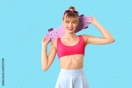 Young woman dressed as doll...