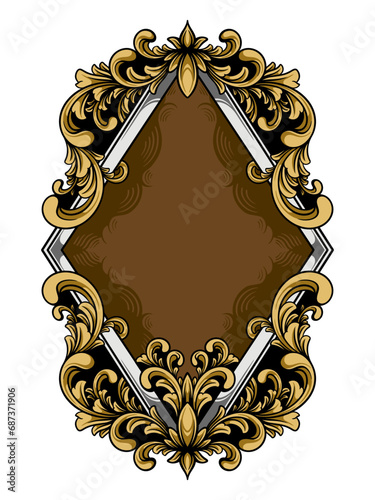 Ornate Frame Swirl Gold silver