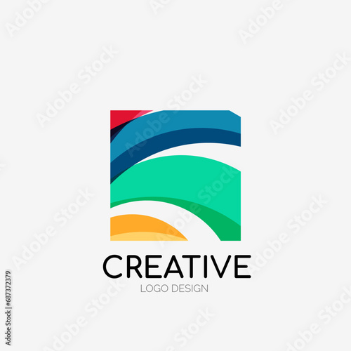 Modern abstract logo design. Geometric vector art. Clean overlapping lines and abstract shapes. Perfect for modern brand © antishock