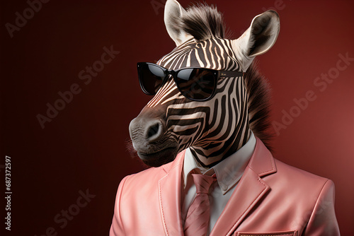 Anthropomorphic Portrait of a Zebra in Stylish Attire