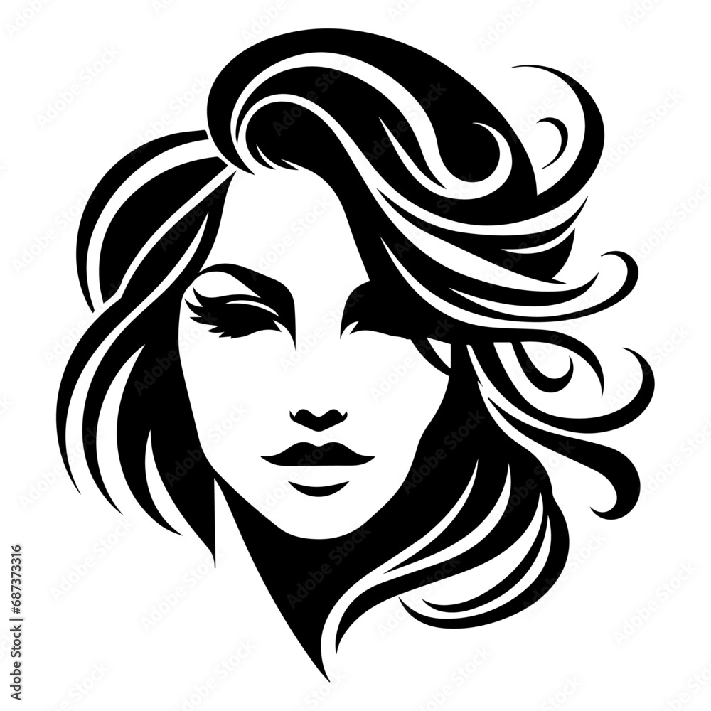 woman face vector silhouette illustration