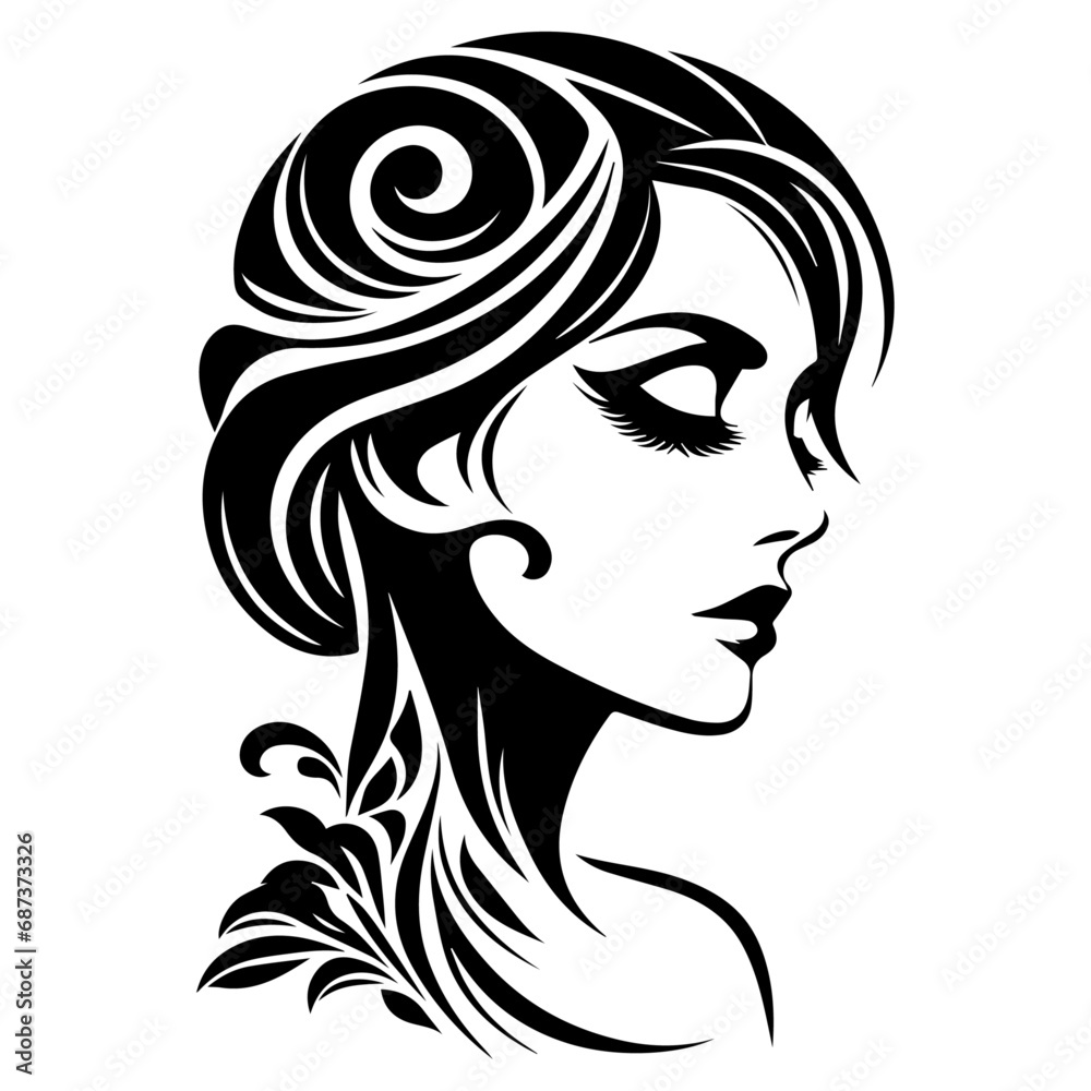 woman face vector silhouette illustration