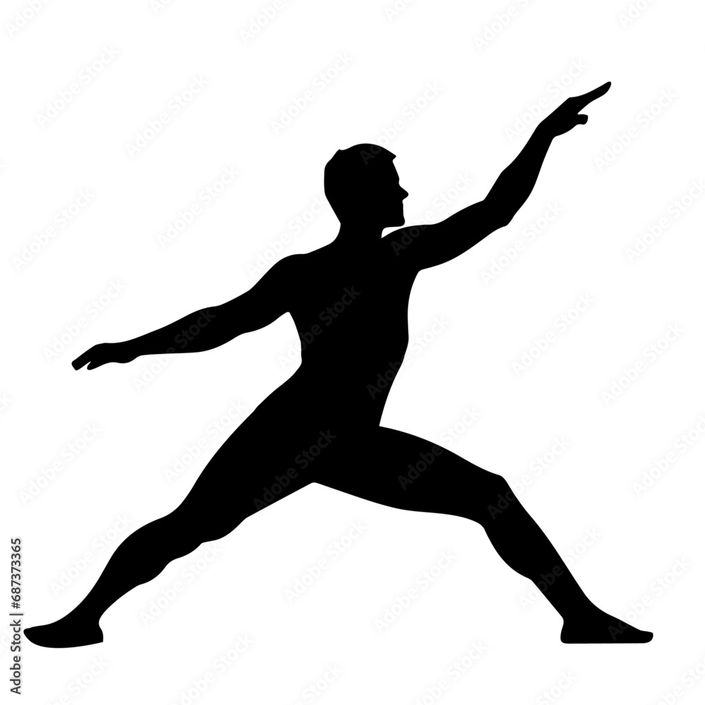 Yoga Warrior Pose vector silhouette illustration