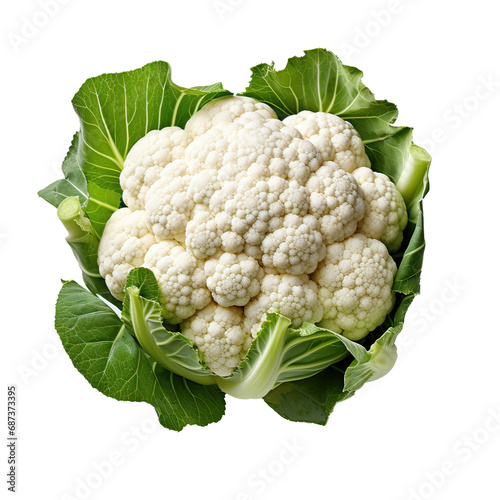 flat lay of cauliflower isolated on white background  