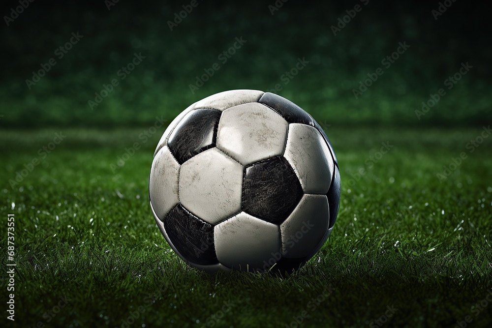 Close-up soccer ball on green grass