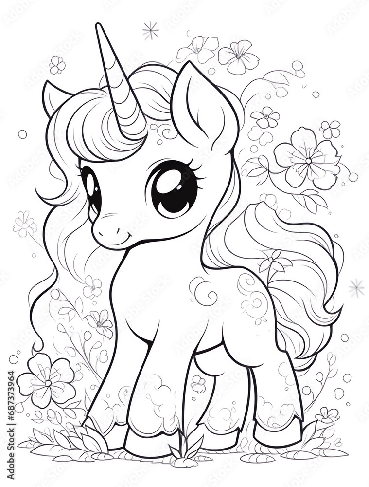 Ilustrace „Cute Unicorn Coloring Pages for Kids, Unicorn Coloring Pages ...