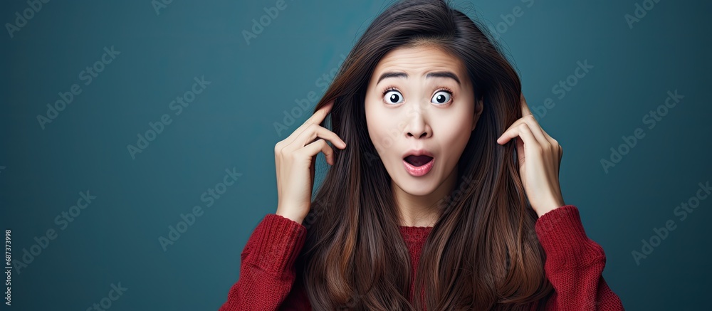 Fototapeta premium Asian woman with a surprised expression