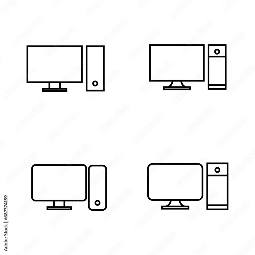Personal computer line icon design Personal computer line icon design