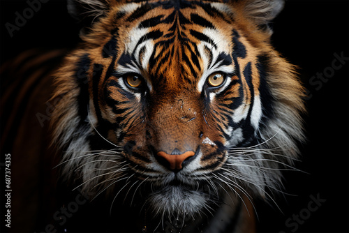 A Tiger with a black background © wendi