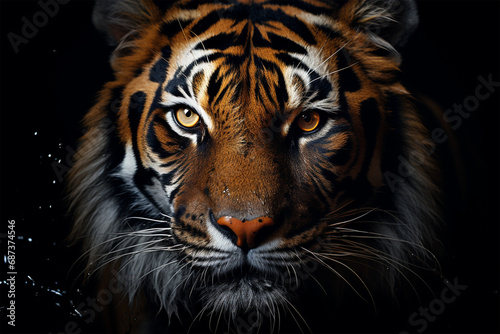 A Tiger with a black background