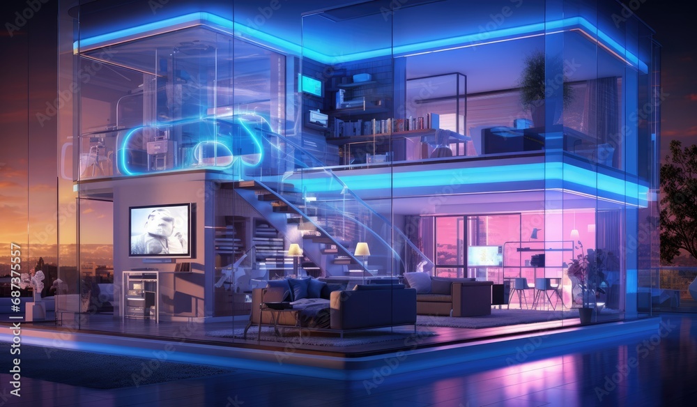 Futuristic smart home exterior created with AI Stock Photo | Adobe Stock