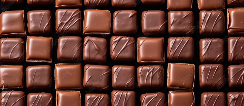 Obraz premium Bird's-eye view of chocolate peanut butter squares in tin