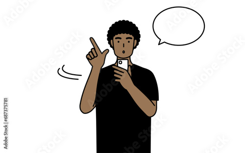 African-American man operating a smartphone.