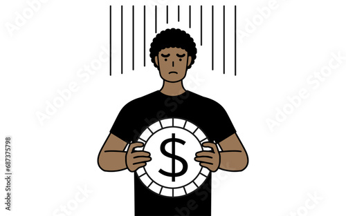 African-American man an image of exchange loss or dollar depreciation