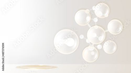 White luxury background for beauty product display with copy space, illustration vector.