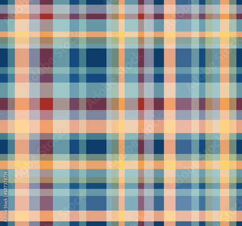 Fresh Plaid Blue Red and Peach Seamless Tile