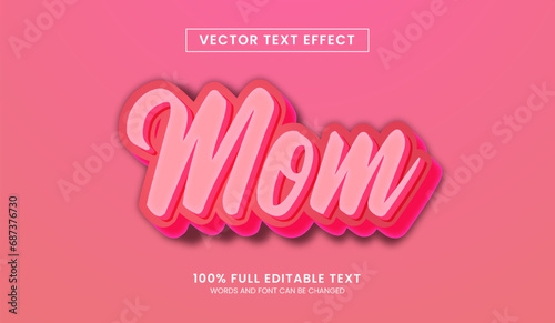 Design editable text effect, mom text vector illustration photo