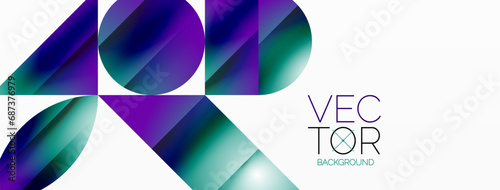 Serene gradient template. Circles and triangles mingle in minimalist perfection. Gentle fusion of forms and hues creates balanced yet captivating backdrop, embodying modern sophistication