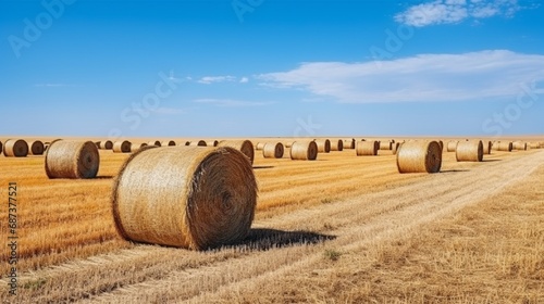 hay bales in a field