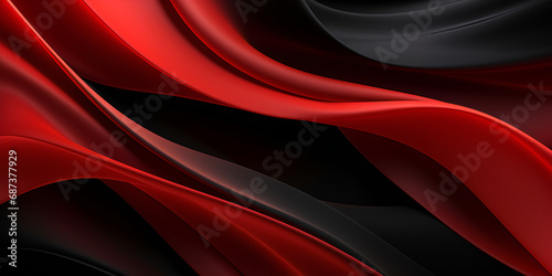 Crimson Waves: The Elegance of Red & Black Silk Attire background generative ai