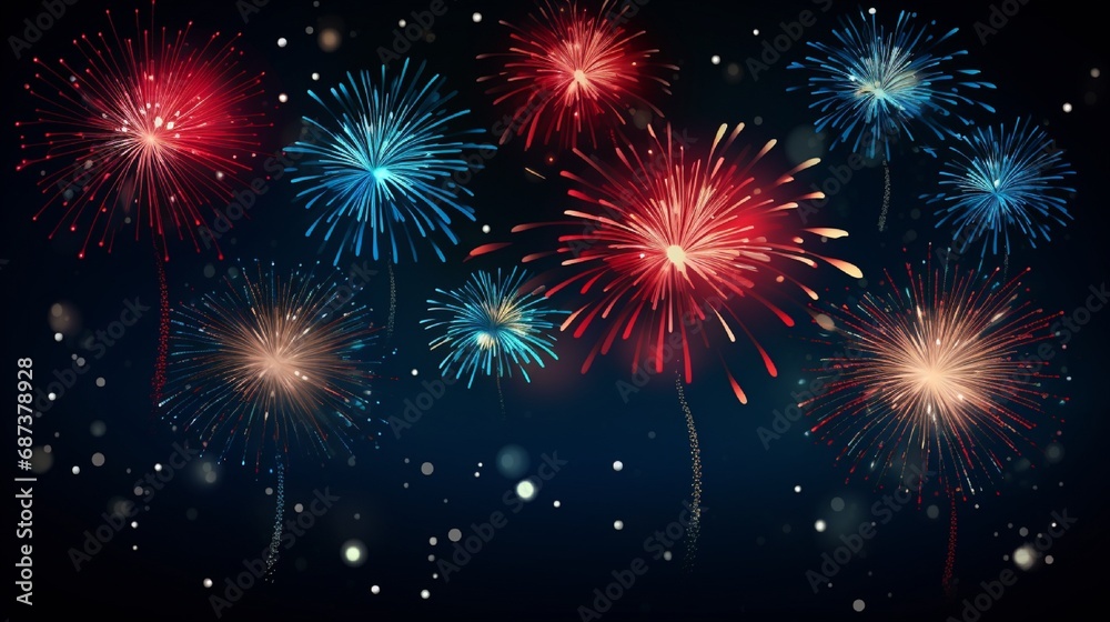 Holiday fireworks on dark background. Vector illustration Holiday fireworks on dark background. Vector illustration