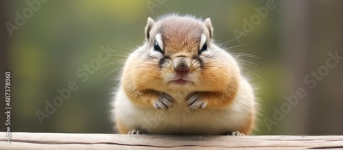 Chipmunk with swollen cheeks. photo
