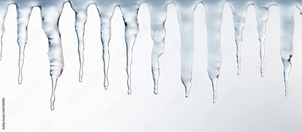 Fototapeta premium White background with melting icicles isolated.
