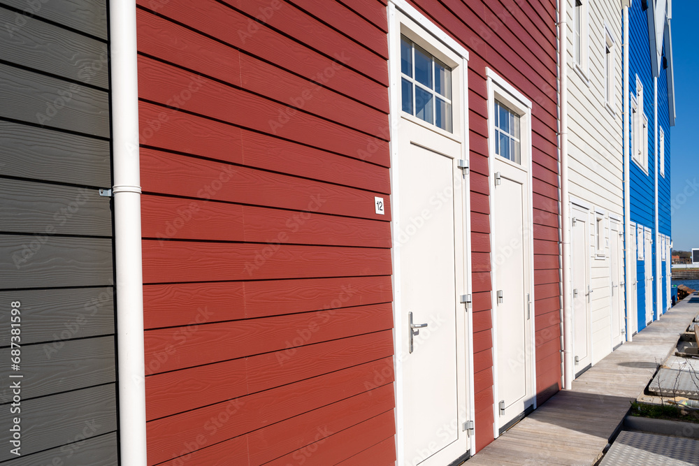Fototapeta premium Terraced houses with different facade colors
