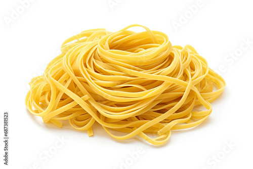 yellow noodle pasta nest isolated on white background