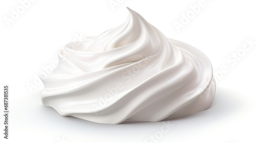 white whipped cream isolated on white background