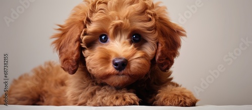 Adorable reddish poodle puppy.