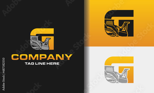 letter G mulching , Land Clearing . construction logo