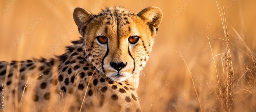 Cheetah relaxing in the grass, giving a disdainful look at the camera. Cheetah relaxing in the grass, giving a disdainful look at the camera.