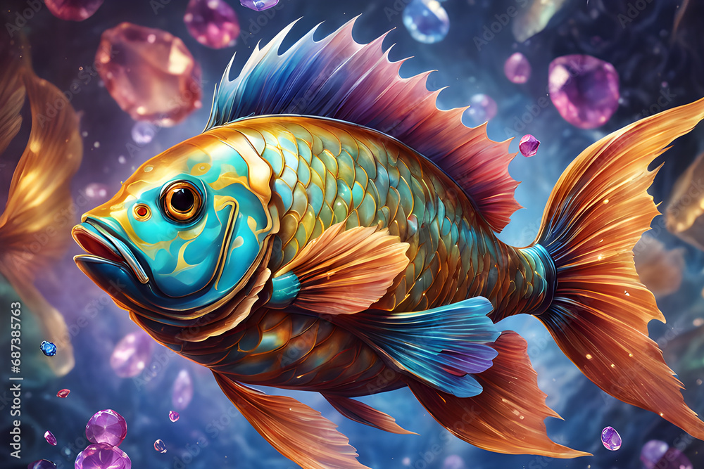the artistic render of fish fantasy magic fairytale style intricate background appealing precious the artistic render of fish fantasy magic fairytale style intricate background appealing precious