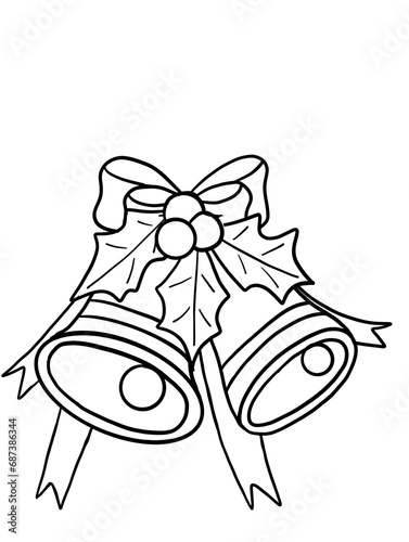 Cartoon image of a bell tied with a ribbon bow on Christmas Day
