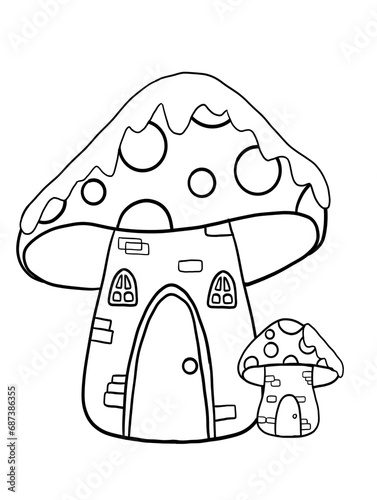 mushrooms house cartoon picture for Christmas
