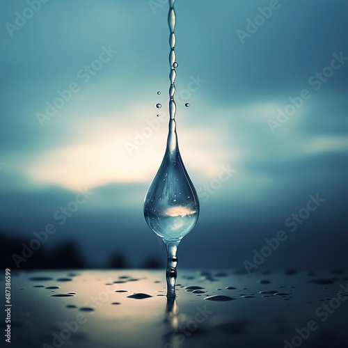 a waterdrop falling from the sky with generative ai