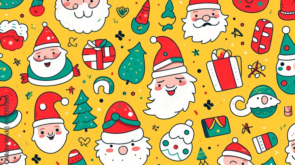 Fototapeta premium Christmas background Ilustration of traditional Santa Claus or Father Christmas. Festive Holiday design for greeting card, cover or poster. Generative AI