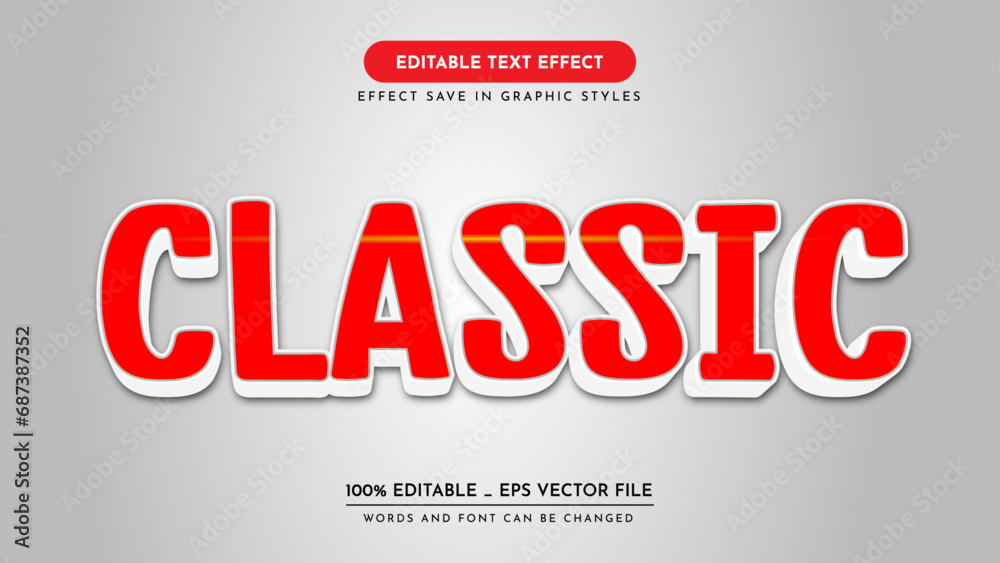 classic red light background text effect. Editable text effect