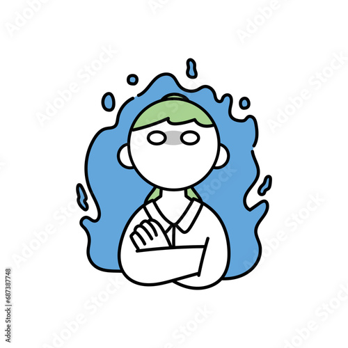 燃え上がる白衣の女性