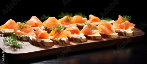 Smoked salmon and cream cheese appetizers.